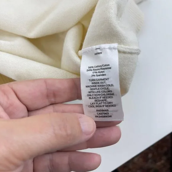 Abound Off White Basic V-Neck Long Sleeve Pullover Knit Sweater Size XXL - Picture 7 of 9